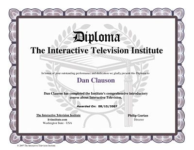 Shrunken example of the iTV Class Diploma